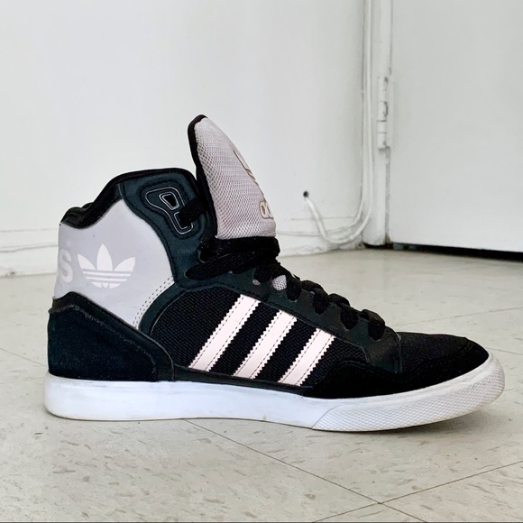 Adidas Extaball High Top Sneaker Streetwear Black Pink Purple Basketball Classic - Picture 2 of 5